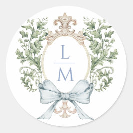 Traditionell Löv-Vapensköld med ben | Monogram Brö Runt Klistermärke