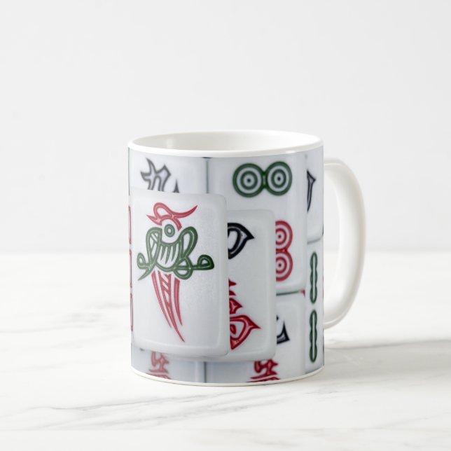 Traditionell Mahjong-brickor Mönstertryck Klassisk Kaffemugg (Framsida höger)