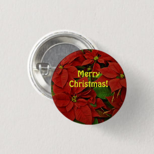Traditionell målad Red Poinsettia jul Knapp