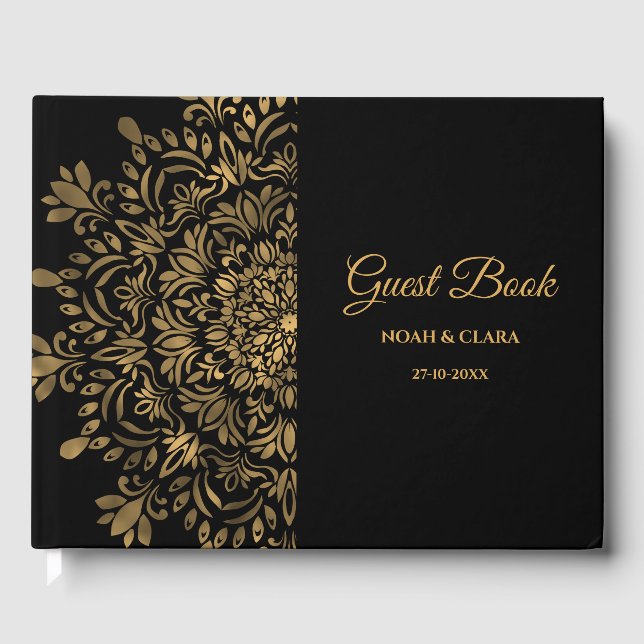 Traditionell mandala klassisk elegant lyx art déco gästböcker (Framsida)