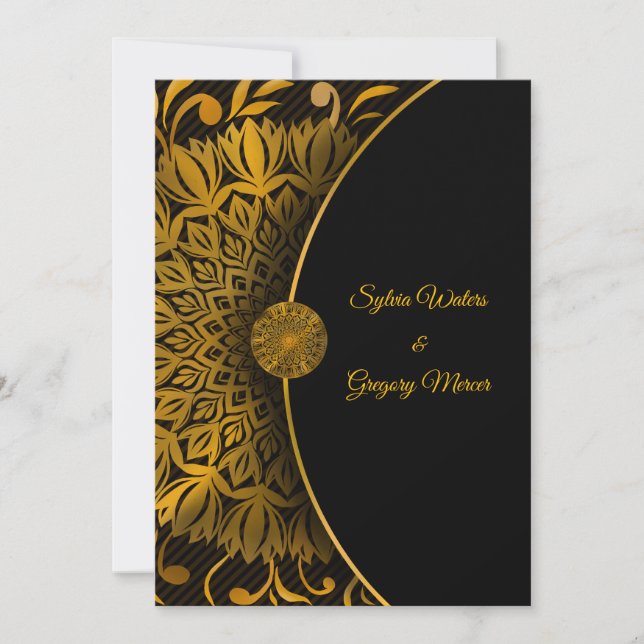 Traditionell mandala klassisk elegant lyx bröllop inbjudningar (Framsida)