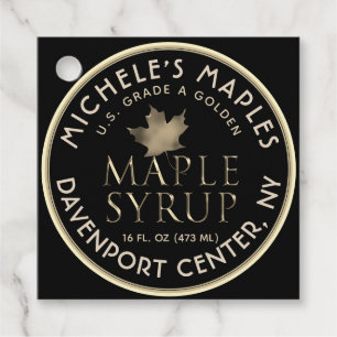 Traditionell Maple Syrup-etikett, Märkre svart med Gåvor Etiketter