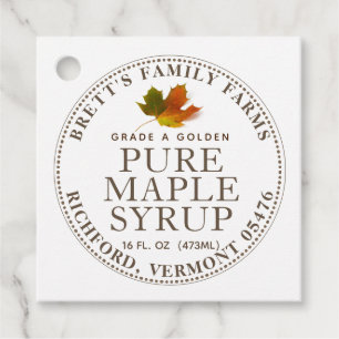 Traditionell Maple Syrup-etikett med färgstark Löv Gåvor Etiketter