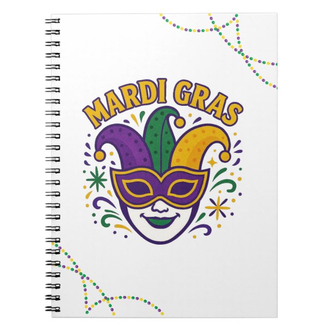Traditionell Mardi Gras-färgad mask Anteckningsbok (Framsidan)