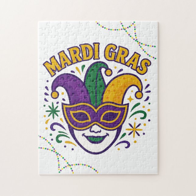 Traditionell Mardi Gras-färgad mask Pussel (Vertikal)