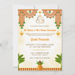 Traditionell Marigold & Kalash Inflyttningsinbjuda Inbjudningar