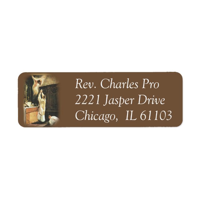Traditionell massa med präst- och altarpojke returadress etikett (Framsidan)