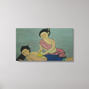 Traditionell massage på thailändska canvastryck