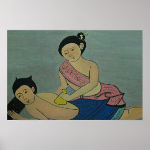 Traditionell massage på thailändska poster