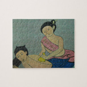 Traditionell massage på thailändska pussel