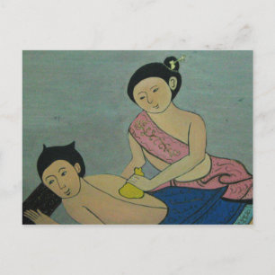 Traditionell massage på thailändska vykort