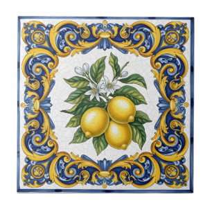 Traditionell medelhavs-majolika citron kakelplatta