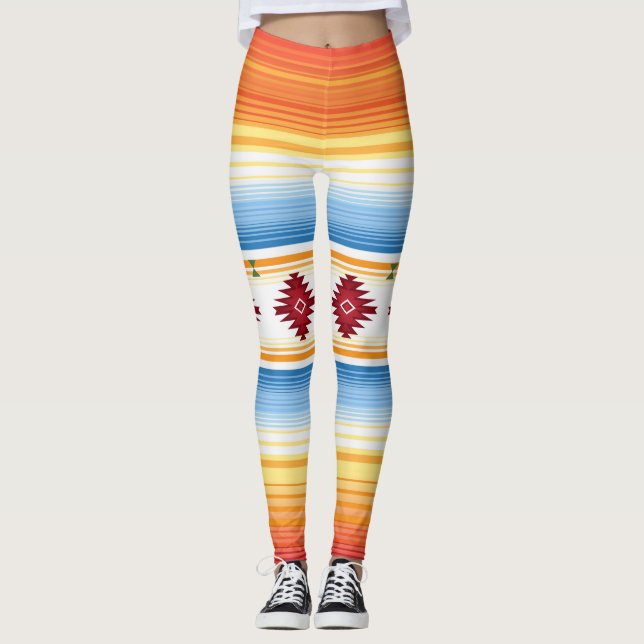 Traditionell mexikansk blanket Fiesta Leggings (Framsida)