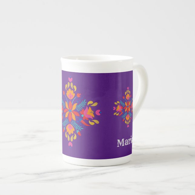 Traditionell mexikansk blomkaffe Mugg Benporslin Mugg (Framsida höger)