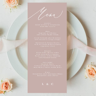 Traditionell modern Rosa Taupe Calligraphy Bröllop Meny