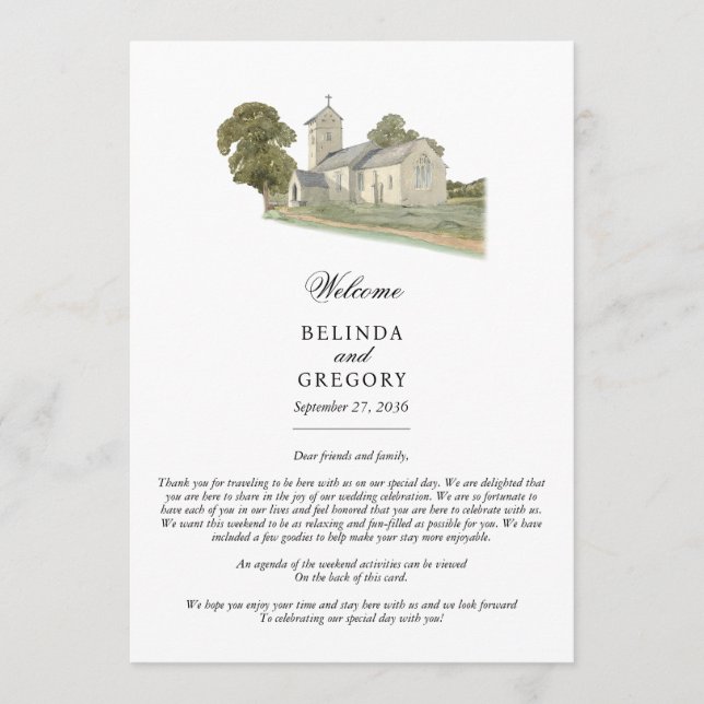 Traditionell monogram Bröllop Itinerary Program (Framsida)