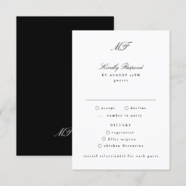 Traditionell monogram Classic Black White Bröllop OSA Kort