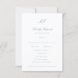 Traditionell monogram Classic Dusty Blue Bröllop OSA Kort
