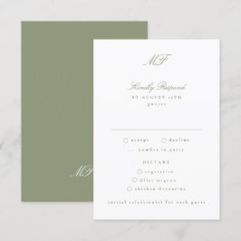 Traditionell monogram Classic Sage Grönt Bröllop OSA Kort