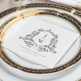 Traditionell monogram topp floral elegant bröllop pappersservett