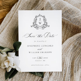 Traditionell monogram Vapensköld Blommigt Elegant  Spara Datumet