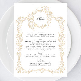 traditionell Monogram  Vapensköld Elegant bröllop Meny