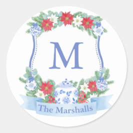 Traditionell monogram Vapensköld - kuvertförseglin Runt Klistermärke