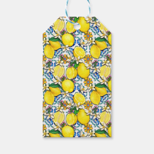 Traditionell Mönster i Medelhavsområdet med citron Presentetikett (Framsidan)