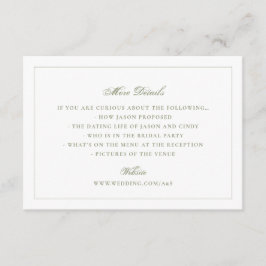 Traditionell Mossgrön Bröllopswebbplats Tilläggskort