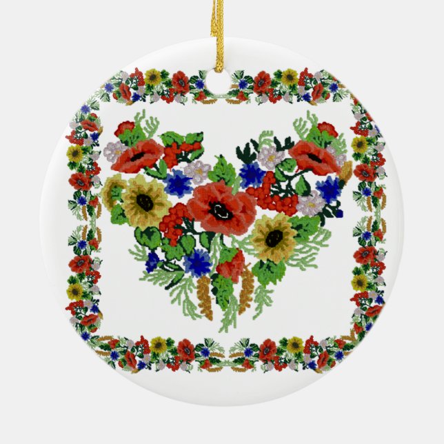 Traditionell motif, traditionell rumänsk motif T-S Julgransprydnad Keramik (Baksidan)