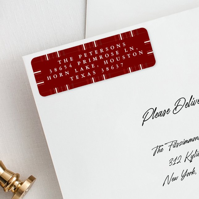 Traditionell Mysigt kabinett Deep Red-jul Returadress Etikett (Skapare uppladdad)