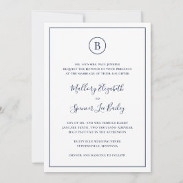 Traditionell Navyblå Elegant Allt-i-ett Bröllop Inbjudningar
