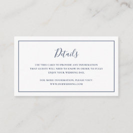 Traditionell Navyblå Elegant Bröllop Tilläggskort