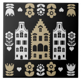 Traditionell nederländsk folkkonsttryck kakelplatta