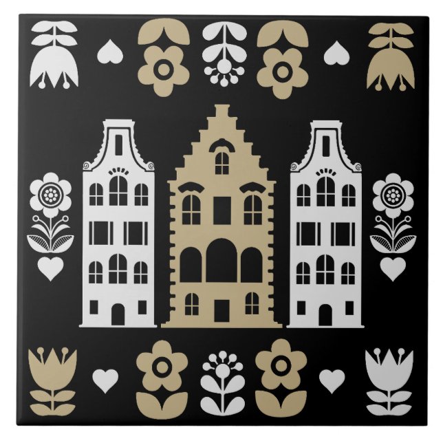Traditionell nederländsk folkkonsttryck kakelplatta (Framsidan)