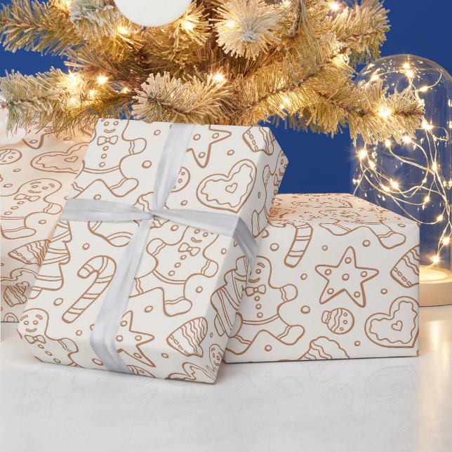 Traditionell Neutral Jul Boho Gingerbread Man Presentpapper (Helgdagar)