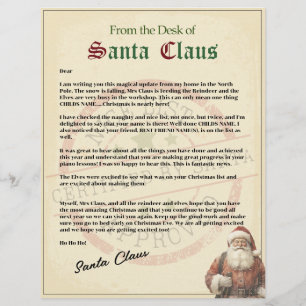 Traditionell "Nicelista" Brev från Santa
