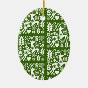 Traditionell nordisk juldepå julgransprydnad keramik