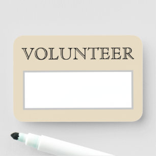 Traditionell, nostalgisk "VOLUNTEER" Namn bricka Namnbricka