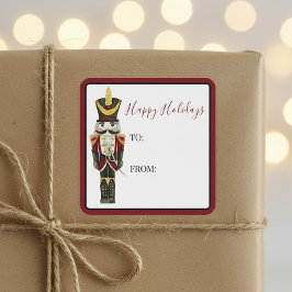 Traditionell nötknäppare God Jul-presentetikett Fyrkantigt Klistermärke