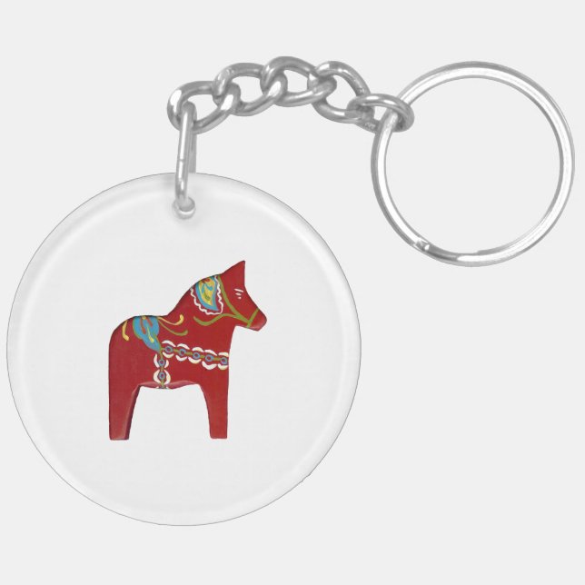 Traditionell nyckelkedja för Stil Dala Horse (Vänster Baksida)