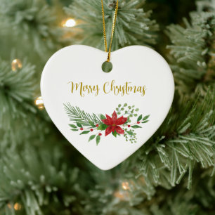 Traditionell och Elegant Poinsettia-julkrans Julgransprydnad Keramik