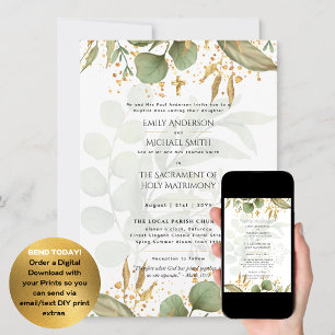 Traditionell ordalydelse katolsk Bröllop-nuptial m Inbjudningar