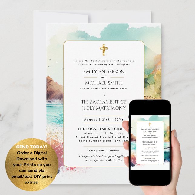 Traditionell ordalydelse katolsk Bröllop-nuptial m Inbjudningar (Skapare uppladdad)