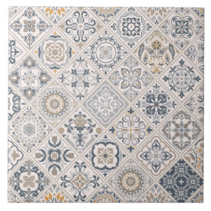 Traditionell ornament portugisisk och spansk Boho Kakelplatta