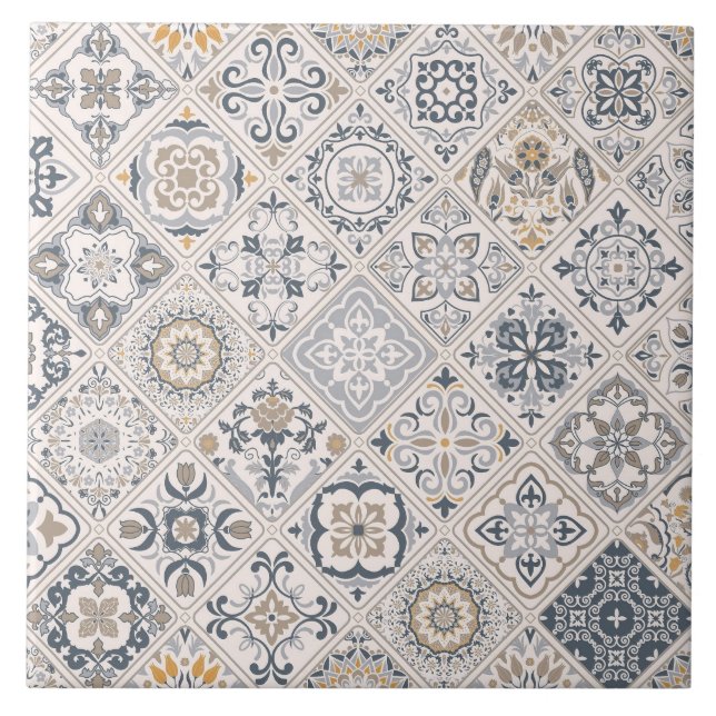 Traditionell ornament portugisisk och spansk Boho  Kakelplatta (Framsidan)