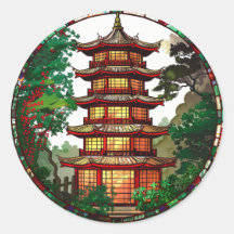 Traditionell pagoda-fastsatt glasmärke