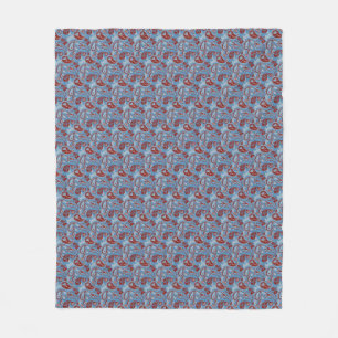 Traditionell Paisley Linocut Rött vitt blått Fleecefilt