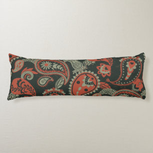 Traditionell Paisley Linocut Warm Orange Mint-Grön Kroppskudde