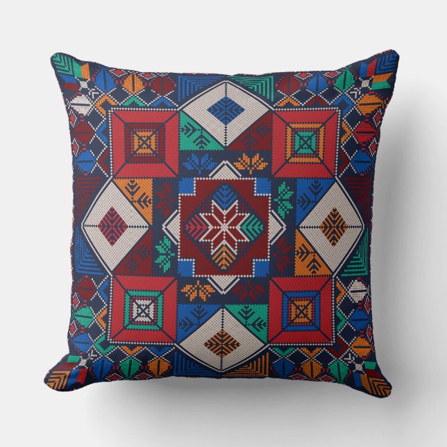 Traditionell palestinsk broderitatuering, färglös kudde (Framsida)